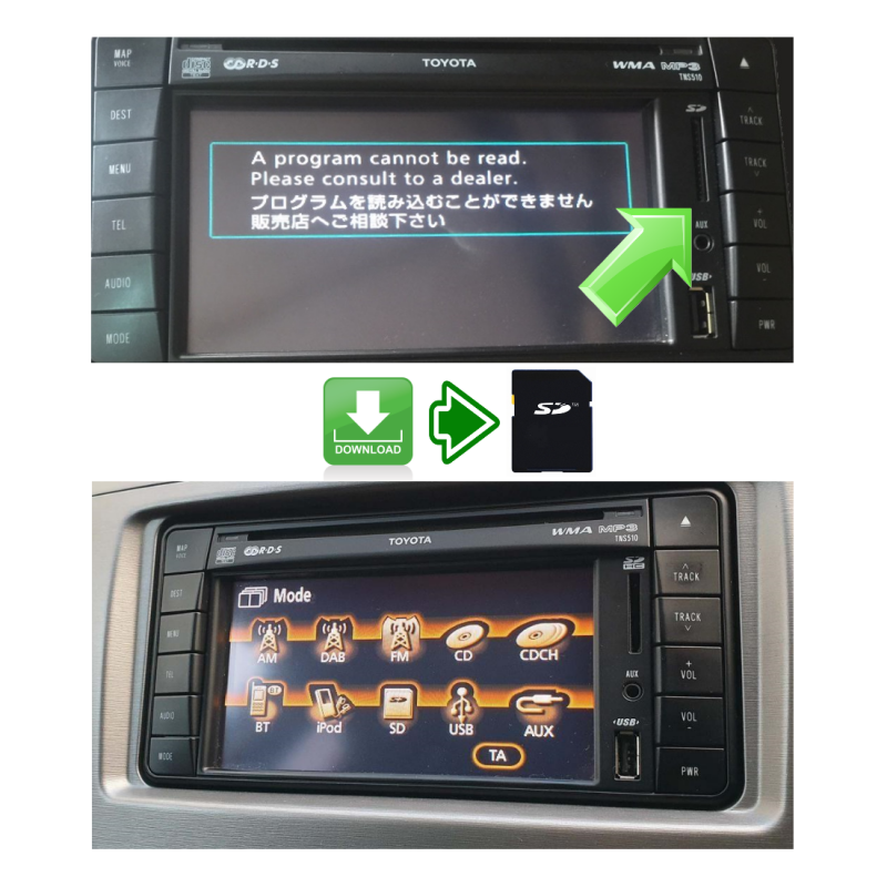 Recuperación del firmware del sistema Toyota TNS510